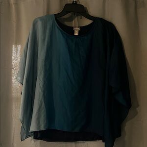 Chico's Blue Asymmetrical Boxy Blouse